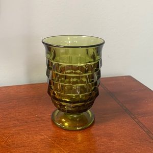 *7* Vintage ⭐️ Fostoria American Green Cube Pattern (7) Footed 4” Juice Glasses